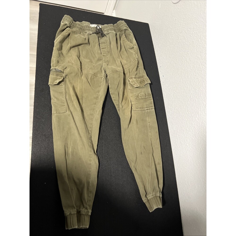 Refinery Republic Pants Mens Large Green Cargo Jogger Elastic Waist Cuffed